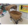 Image 2 : Victorian Antique Wicker Doll Carriage with Porthole Windows, 