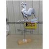 Image 1 : Lightweight Tin Rooster Weather Vane - 41" Tall Mounted to Wood Block