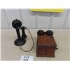 Image 1 : Vintage Candle Stick Phone , Antique Wooden Wall Ringer Box