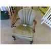 Image 1 : Vintage Looking Chair with High Back + Wooden Arms - Seat Cushion Needs New Filler
