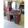Image 1 : Vintage Vanity / Make Up Desk with Mirror - Solid Wood 63" to Top of Mirror - 19" x 40" 