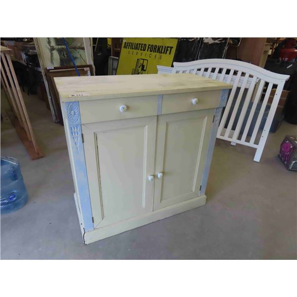 Solid Wood Painted Kitchen Cupboard - 2 Drawers, 2 Doors 18" x 38" x 38" 