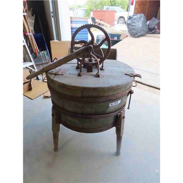 Antique Wooden Barrell Washing Machine 37" at its Tallest x 24" Wide