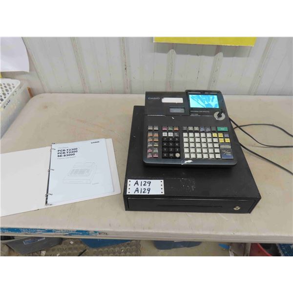 Casio Model PCR T2300 Cash Register with Operators Manual + Key - Powers Up