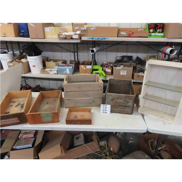 Variety of Wooden Boxes, Drawers, Small Display Shelf - Great For Storage