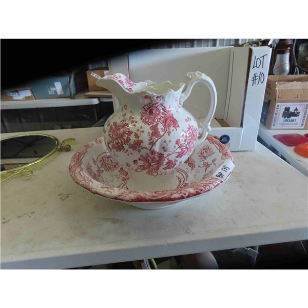 Pitcher + Basin - England China - has Chip but Nice Display