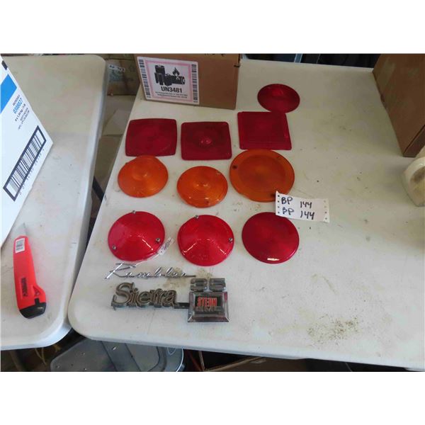 Tail Light + Reflector Lenses, Car Emblems ; Rambler, GMC 