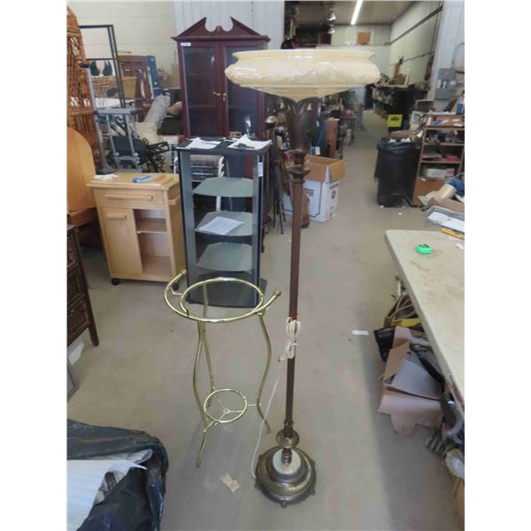 Floor Torchier Lamp with Shade & Wash Basin Stand