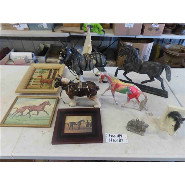 Variety of Horse Ornaments, Book Ends, Pictures