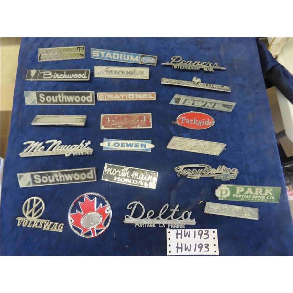 23 Various Auto Dealer Chrome Name Plates