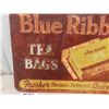 Image 4 : Blue Ribbon Tea Bags Embossed Tin Sign - Faded but Looks Good!