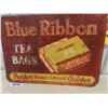 Image 5 : Blue Ribbon Tea Bags Embossed Tin Sign - Faded but Looks Good!