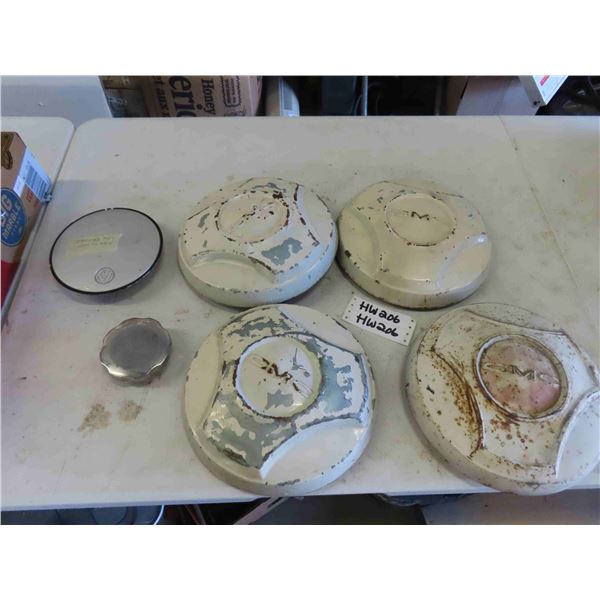 Set of 4 Vintage GMC Truck Hubcaps, VW Center Cap