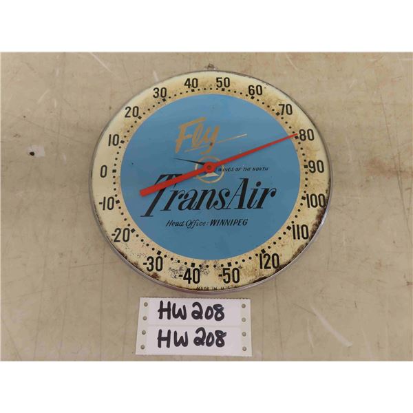 Transair Metal Round Thermometer - No Outer Glass - 10" Wide