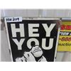 Image 2 : Modern Tin Embossed Sign ' Hey You - Get Busy ' Finger Pointed 12" x 21" 