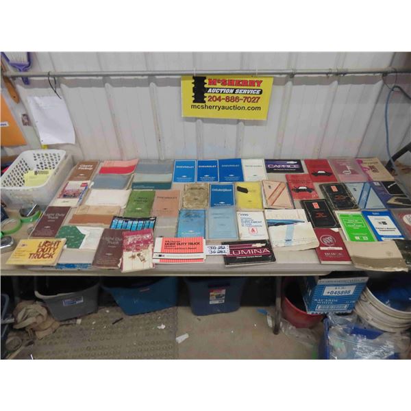 Big box Full of Glove Box Manuals ; Chevy, Buick, Oldsmobile, GMC - Trucks + Cars