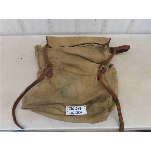 Vintage ' Woods' Canvas Backpack with Leather Straps