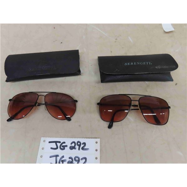 2 Pairs of Serengeti Sunglasses - Arm has Corning Optics & Numbers Listed;