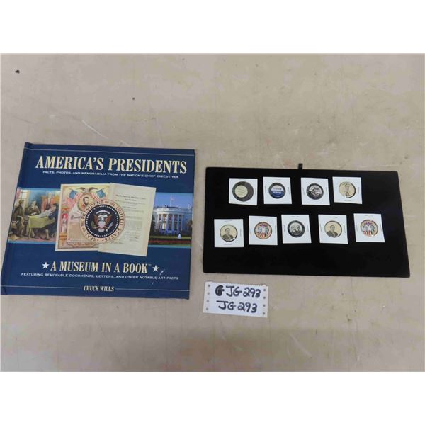 9 US Presidential Pinback Buttons; McKinley/ Roosevelt, Taft, Parker/Davis plus others