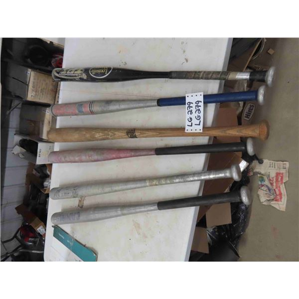 6 Baseball Bats ; 5 Aluminum + 1 Wood