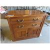 Image 1 : Small Solid Wood (oak) 2 Drawer 2 Door Cupboard / End Table 15" x 26" x 28" 