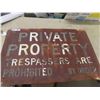 Image 1 : Private Property Trespassers Prohibited by Order 24" x 36" - Heavy Metal Rusted 