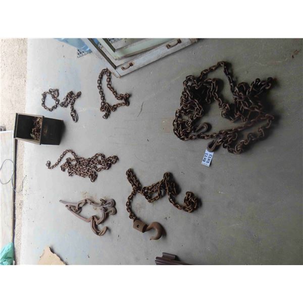 1 Large Chain with 2 Hooks, 2 Smaller Chains with 1 Hook, 2 Chains - no hooks,