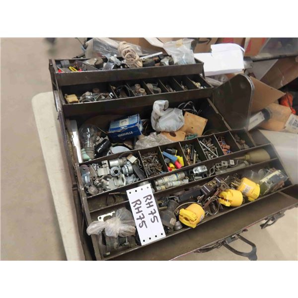 Fold Out Tool Box with; Electrical Supplies, Screws, Staples, Lots More