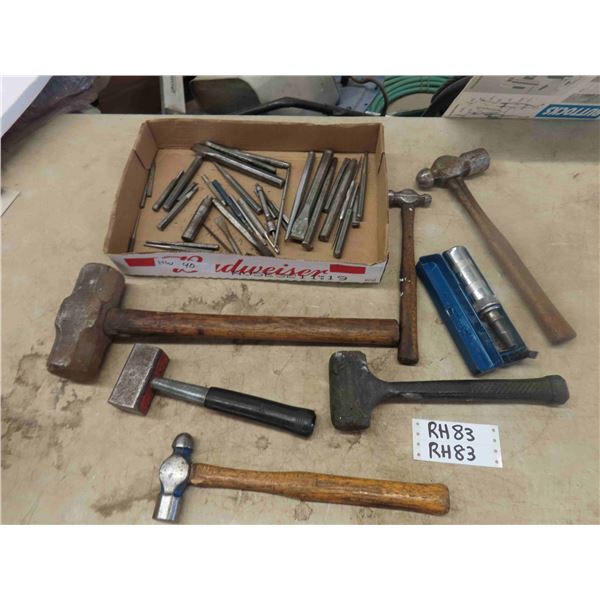 Assorted Hammers, Punches, Nut Driver