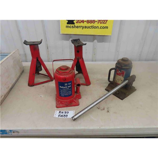 20 Ton hydraulic Jack, Another Hydraulic Jack, 2 Jack Stands