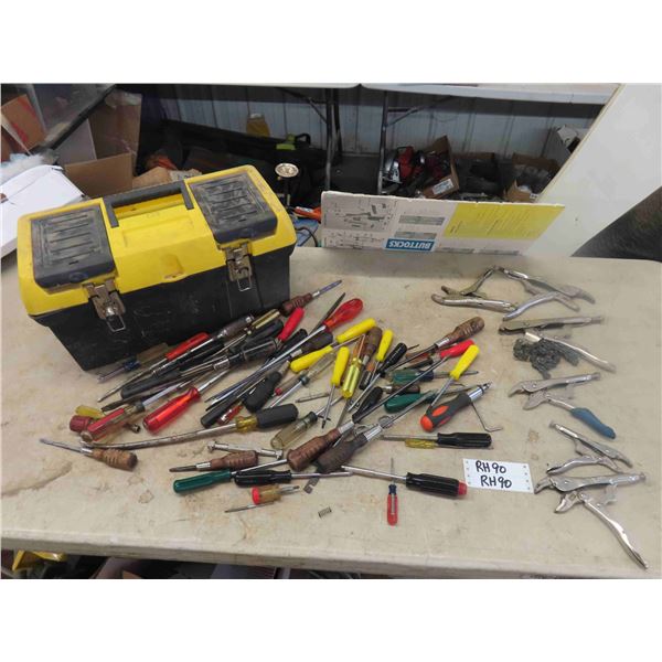 Tool Box with Many Screwdrivers & Vice Grips