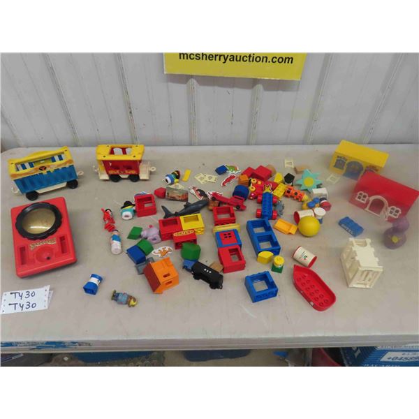 Assorted Toy Pieces for Playsets - Last of the Estate; Train Cars, Skedoodle,