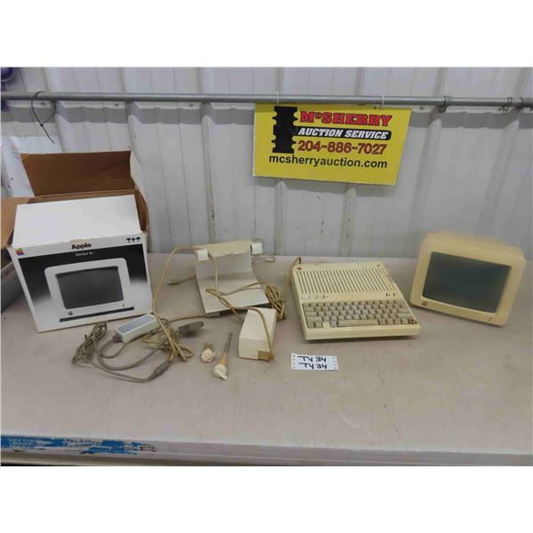 Apple Iic Computer with Monitor, Power Pack + Cables - Untested