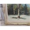 Image 3 : Large Framed Oil on Canvas - Winter Woods 31" x 55" 