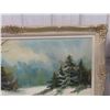 Image 4 : Large Framed Oil on Canvas - Winter Woods 31" x 55" 
