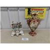 Image 1 : 2 Porcelain Ceramic Items ; Clock with Lady and Donkey & Vase with Ornate Detail 17"