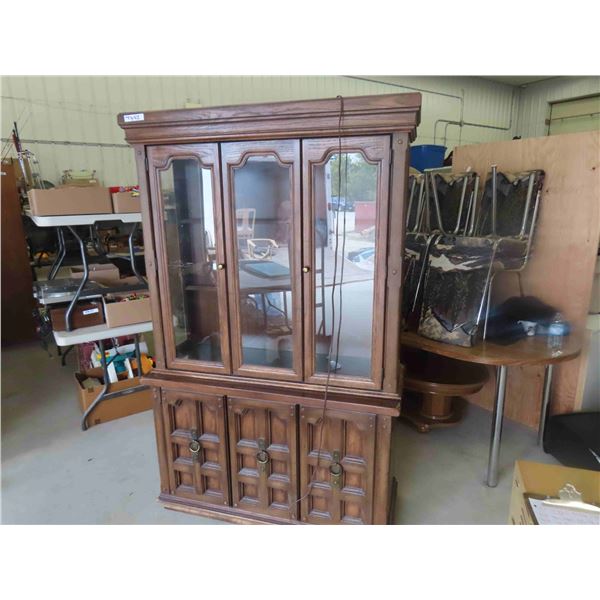 2 pc China Cabinet Hutch with Glass Shelves 19" x 46.5" x 74" 