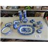 Image 1 : 15pcs Flow Blue Porcelain China ; Abbey 1790 England ; Cups + Saucers, Gravy Boat,