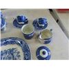 Image 4 : 15pcs Flow Blue Porcelain China ; Abbey 1790 England ; Cups + Saucers, Gravy Boat,