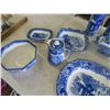 Image 5 : 15pcs Flow Blue Porcelain China ; Abbey 1790 England ; Cups + Saucers, Gravy Boat,