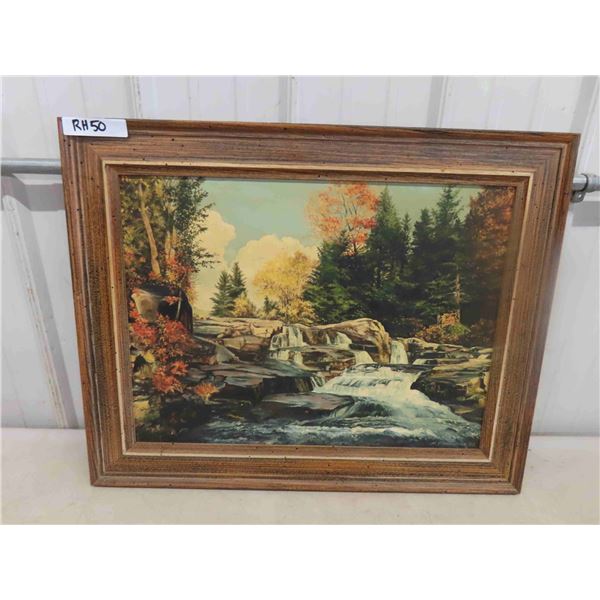 Signed Framed Oil Painting R. Crawford Rocky Creek 23" x 29"