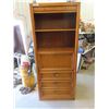 Image 1 : Sklar Peppler Solid Wood Shelving Unit with Fold Down Door/ Bar, 3 Lower Drawers &