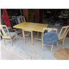 Image 5 : Wooden Drop Leaf Table with Gateleg & 3 Chairs - Fully Extended 30" x 36" x 54"