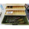 Image 2 : Fishing Tackle Box with Assorted Tools - Screwdrivers, Pliers, Crescent Wrenches