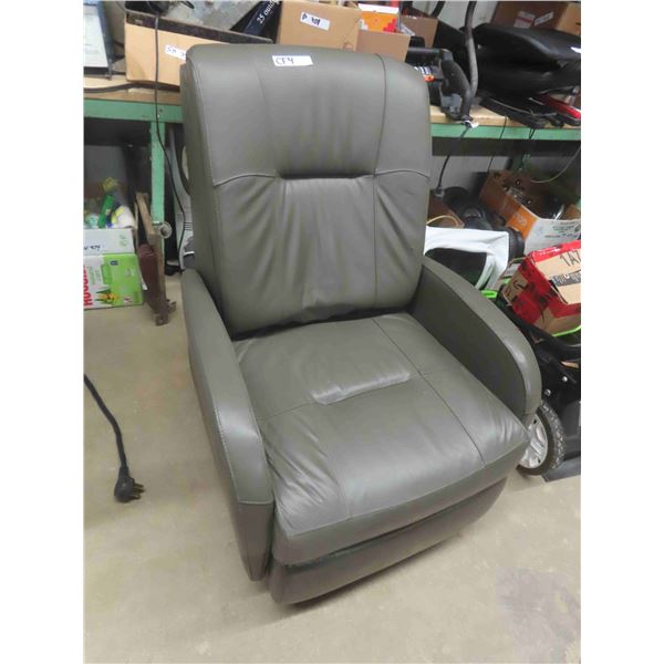 Leather Look Grey Reclining Chair - Electric, Works Really Well