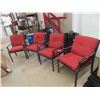 Image 1 : Set of 4 Metal Framed Patio Chairs with Red Cushions