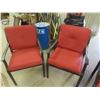 Image 2 : Set of 4 Metal Framed Patio Chairs with Red Cushions