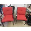 Image 3 : Set of 4 Metal Framed Patio Chairs with Red Cushions