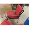 Image 5 : Set of 4 Metal Framed Patio Chairs with Red Cushions
