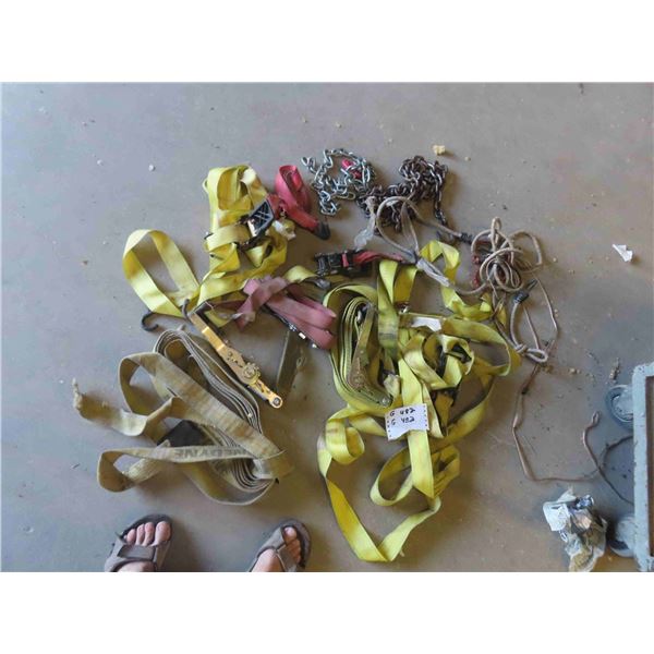 Load Ratchet Strapping, Chains, Hooks, some Bungy Cords
